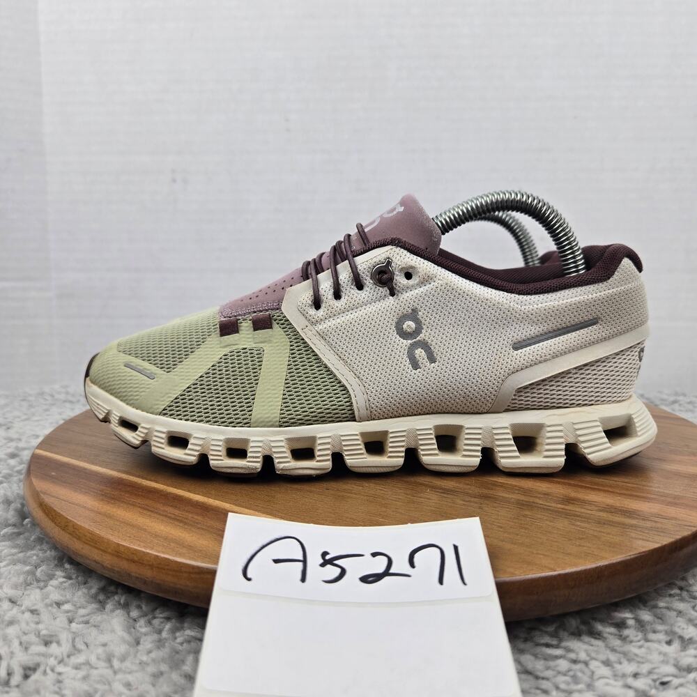 On Womens 7.5 Cloud 5 Ice Haze Green Purple Athletic Daily Gym Running Shoe
